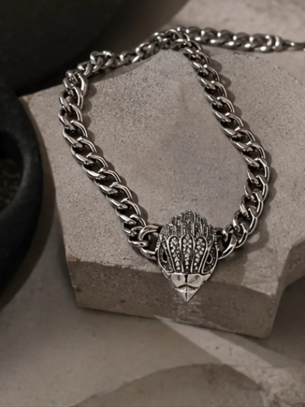 Silver Sculptural Chain Necklace Gothic Luxe Statement Jewelry